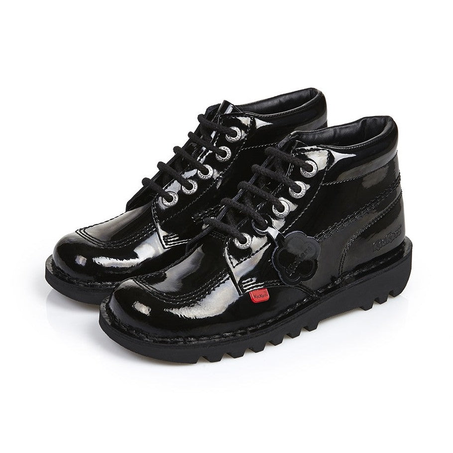 Kickers Classic Kick Hi Teens 31-39 BLACK Patent Leather