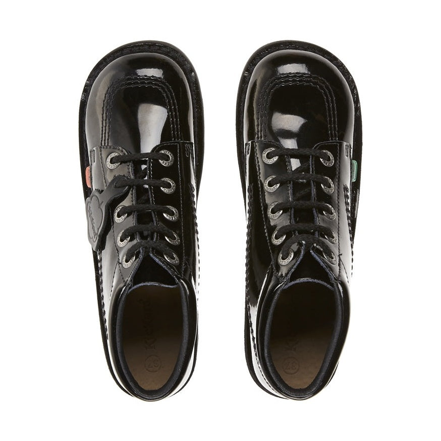 Kickers Classic Kick Hi Teens 31-39 BLACK Patent Leather
