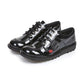 Kickers Classic Kick Lo Teen Shoe BLACK Patent Leather