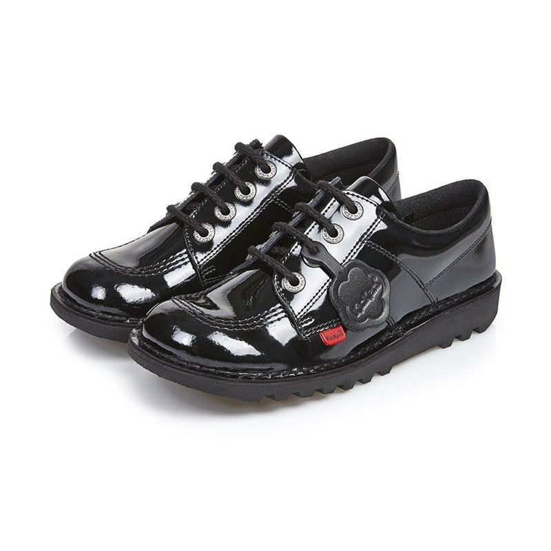 Kickers Classic Kick Lo Teen Shoe BLACK Patent Leather