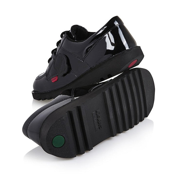 Kickers Classic Kick Lo Teen Shoe BLACK Patent Leather