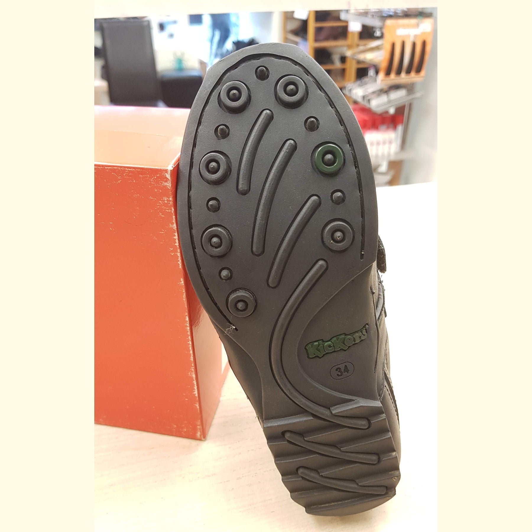 Kickers Zip Black Leather Touch Fastening School Shoe