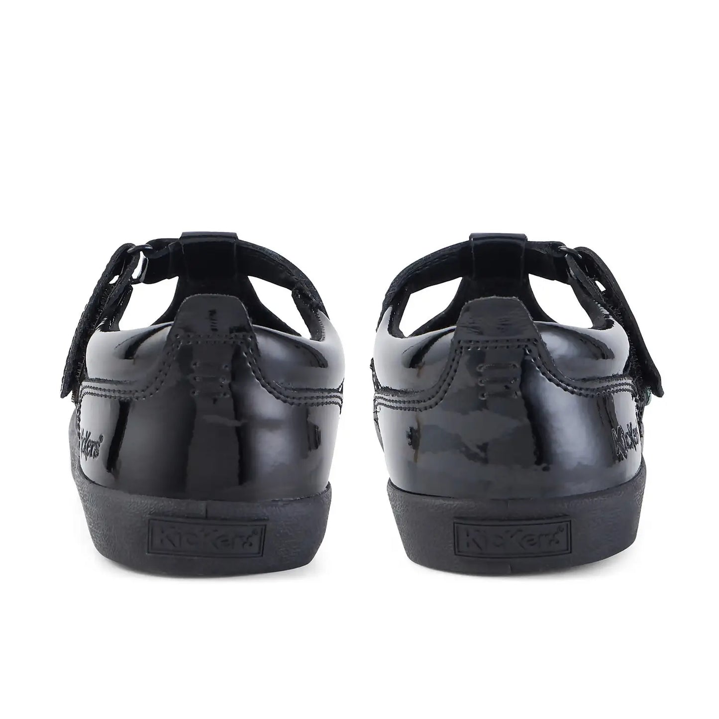 Kicker  Junior Girls Karico T Vel Black PAT Leather School Shoe  KARICO T VEL