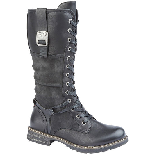 Cipriata GABRIELA Black Long boot with Laces and inside zip L307