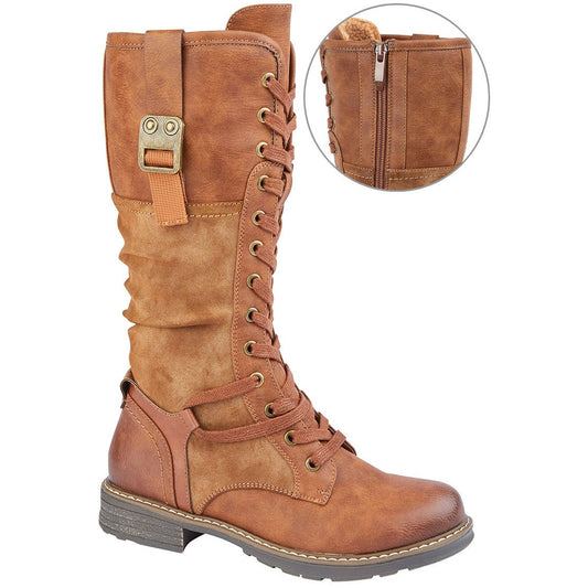 Cipriata GABRIELA L307 Tan Long boot with Laces and inside zip