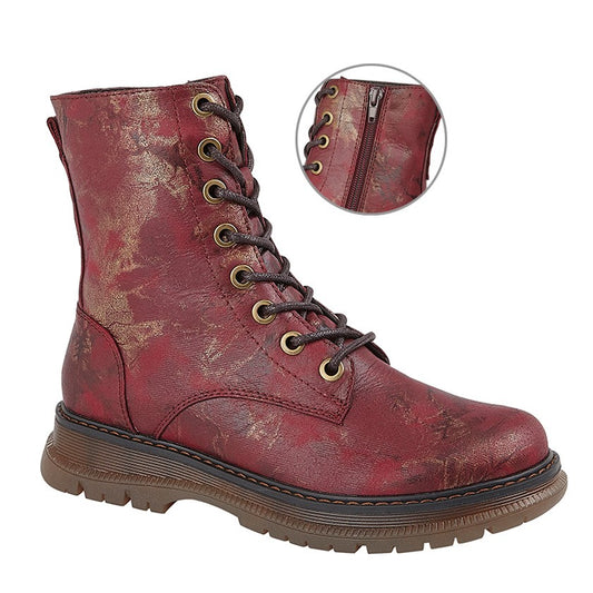 Cipriata Ankle Boot Burgundy L310 Lace Up Boot with  zip