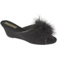 Sleepers ANNE LS857 BLACK faux fur trim mule slipper