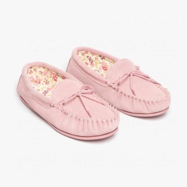 Ladies Lily Soft Suede Moccasin Slipper PINK LS339PK