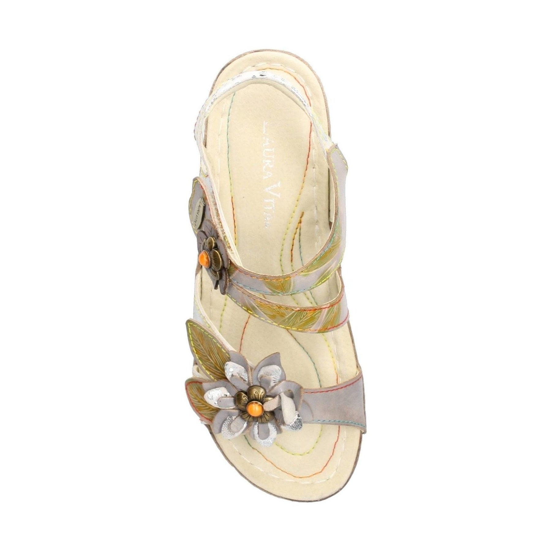 Laura Vita Facscineo 43 Grey Touch Fastening Low Wedge Sandal