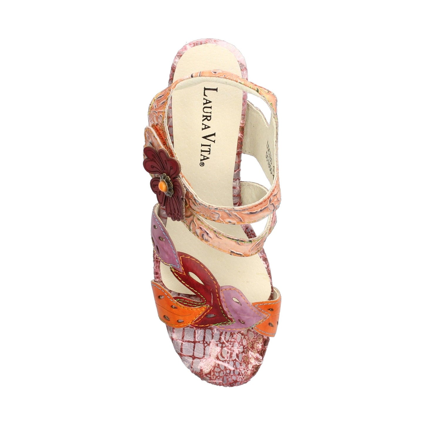 Laura Vita Lucieo 103 CERISE Soft Leather Touch Fastening Bar Sandal