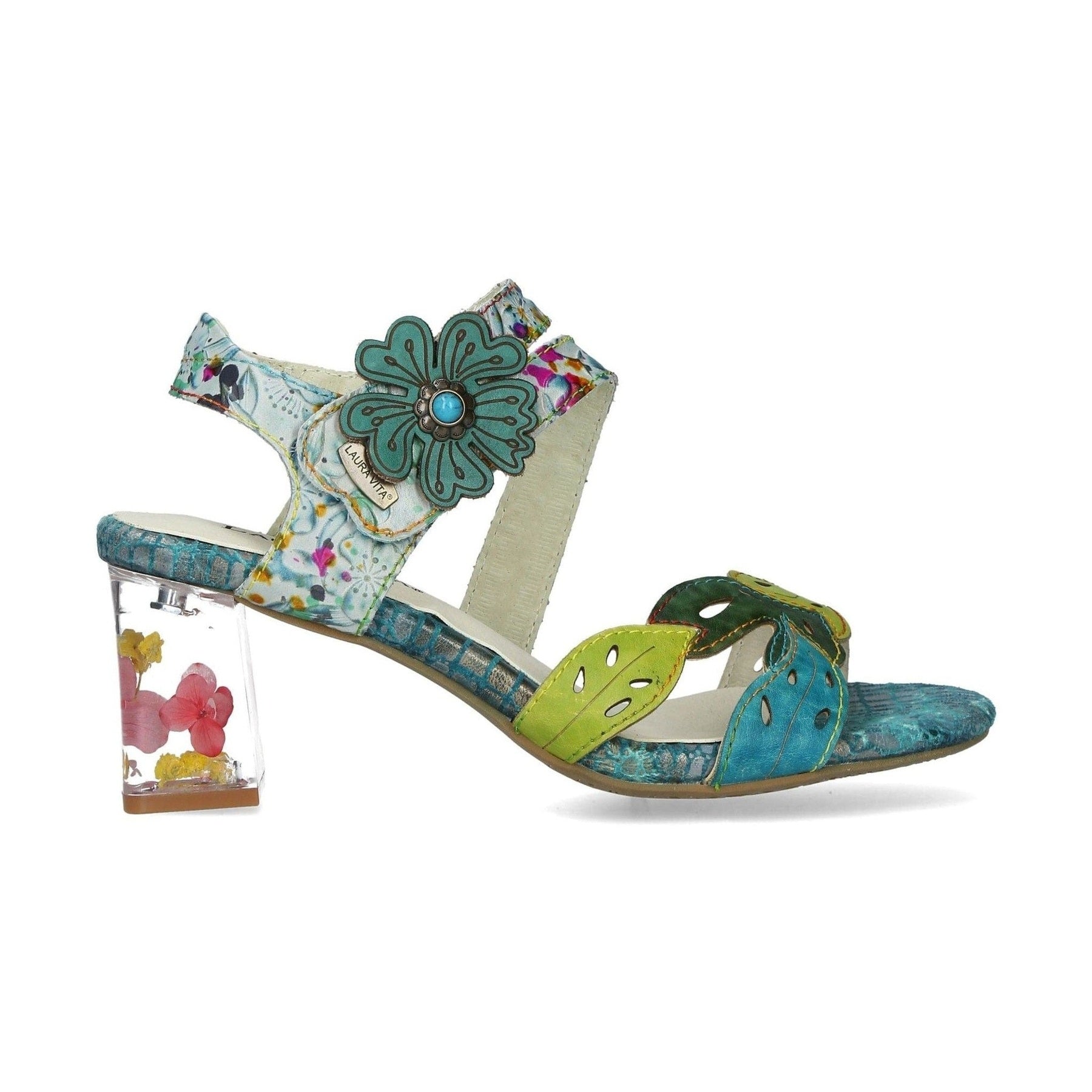 Laura Vita Lucieo 103 TURQUOISE Touch Fastening Bar Sandal