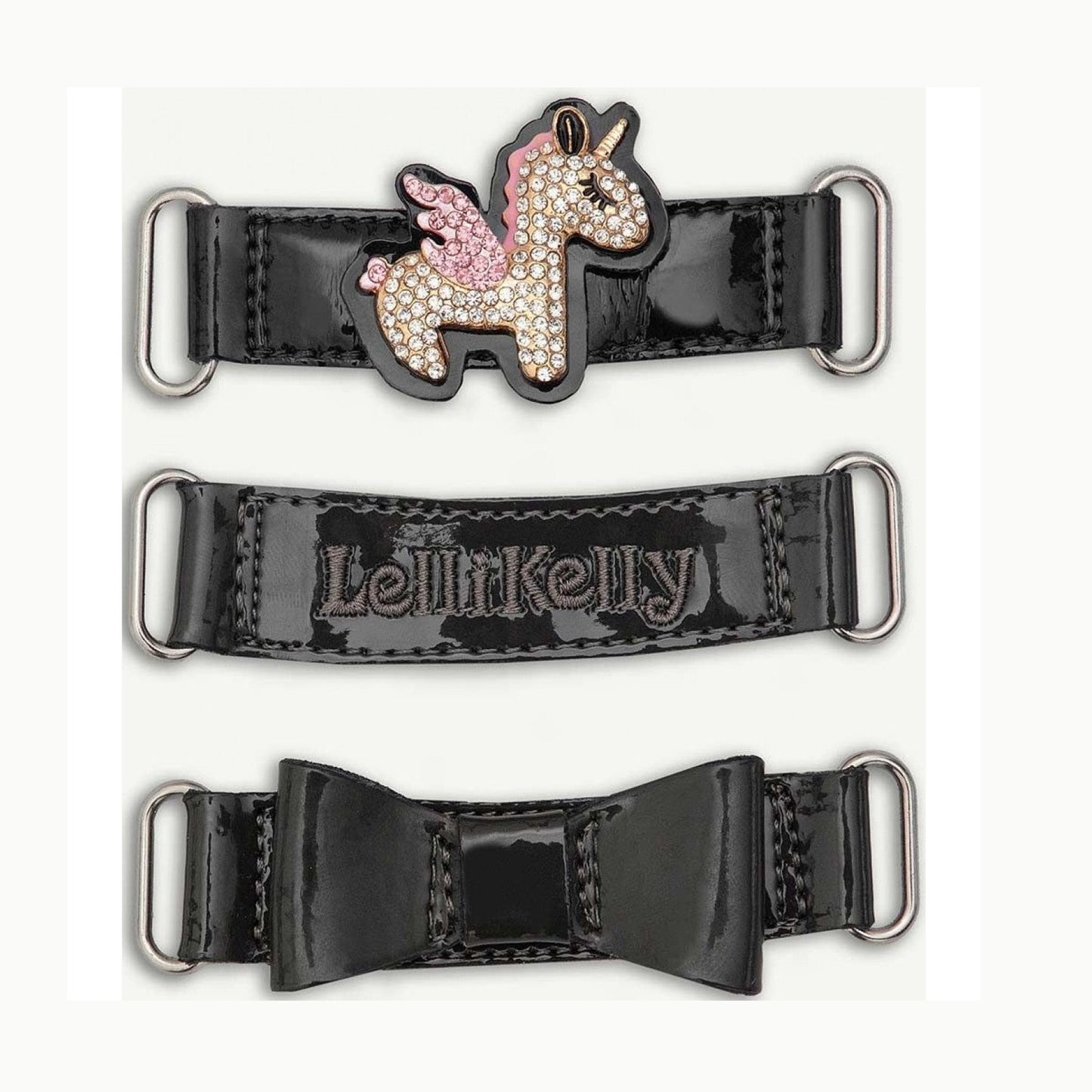 Lelli Kelly LK8100 BLISS F Fitting BLACK PAT unicorn changeable straps
