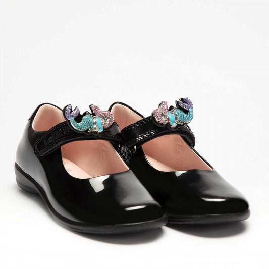 Lelli Kelly 8111 bar shoe F Fitting Maribella BLACK/PAT Mermaid removable trim