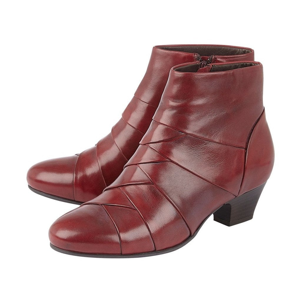 Lotus Ankle Boot Tara Red Leather with Zip