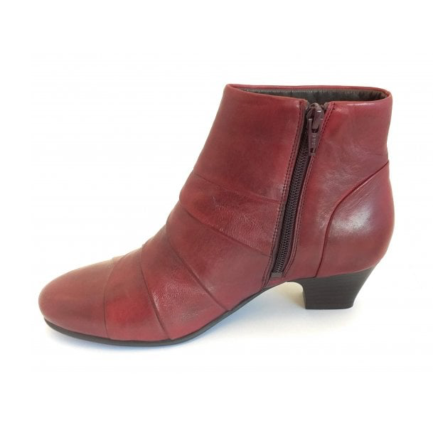 Lotus Ankle Boot Tara Red Leather with Zip