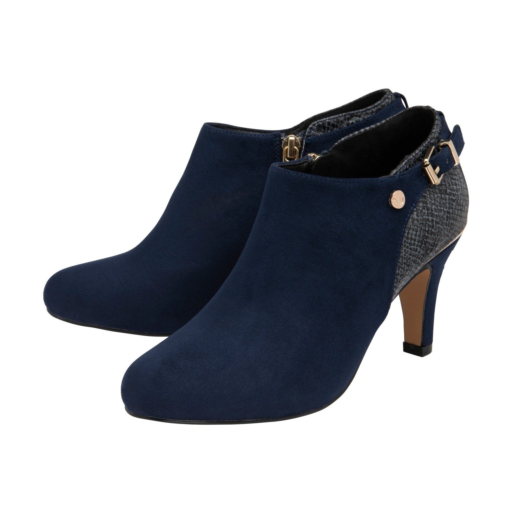 Lotus Ankle Boot/shoe with a Zip RAMONA Navy