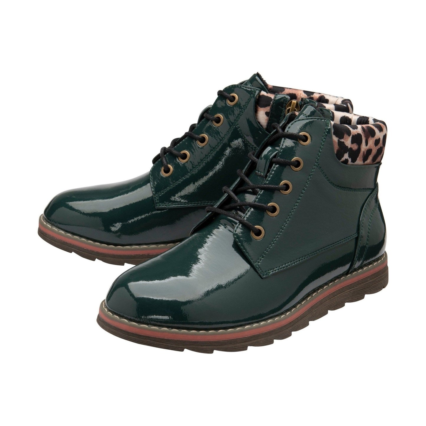 Lotus Ankle Boots Naomi GREEN and Leopard-Print
