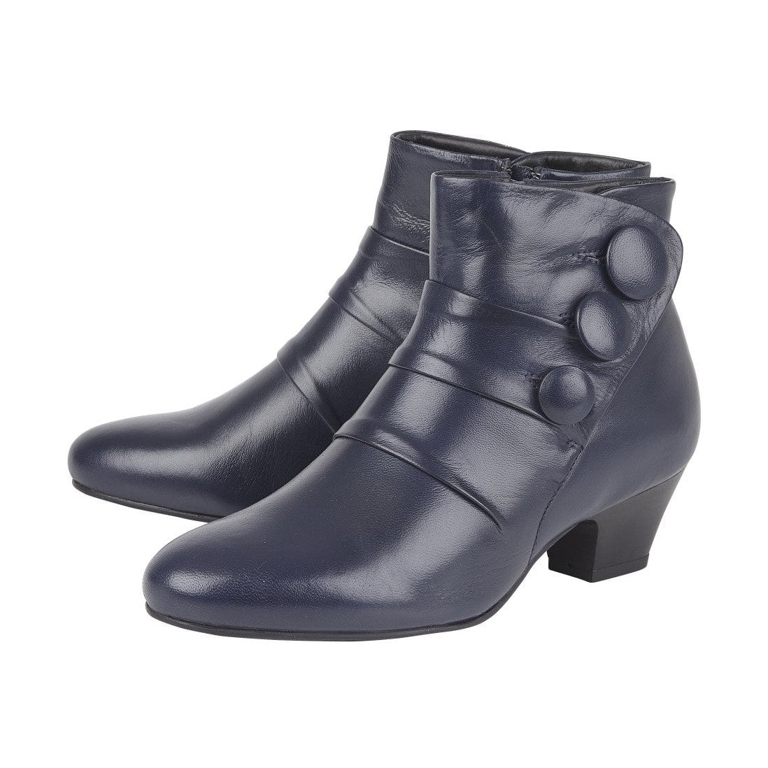 Lotus Ankle boot Prancer Navy Leather Pleated