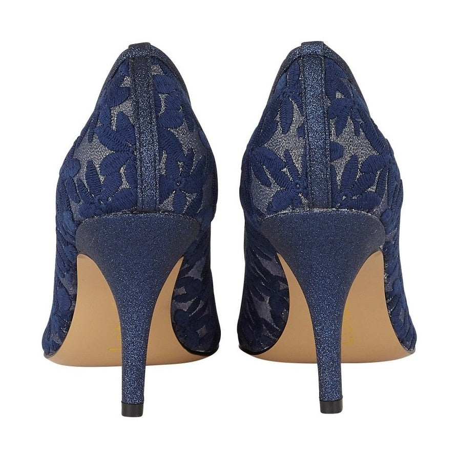 Lotus Briony NAVY floral mesh court shoes