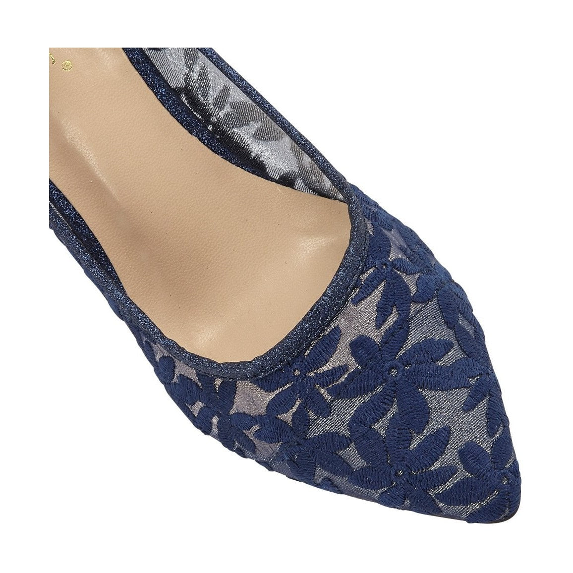 Lotus Briony NAVY floral mesh court shoes