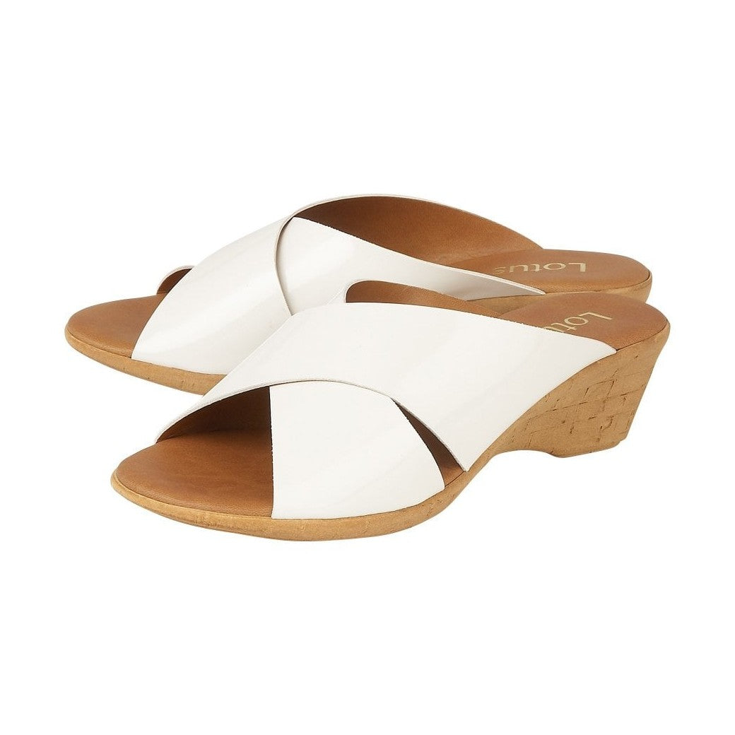 Lotus MULE TONIA White Patent WITH Wedge HEEL