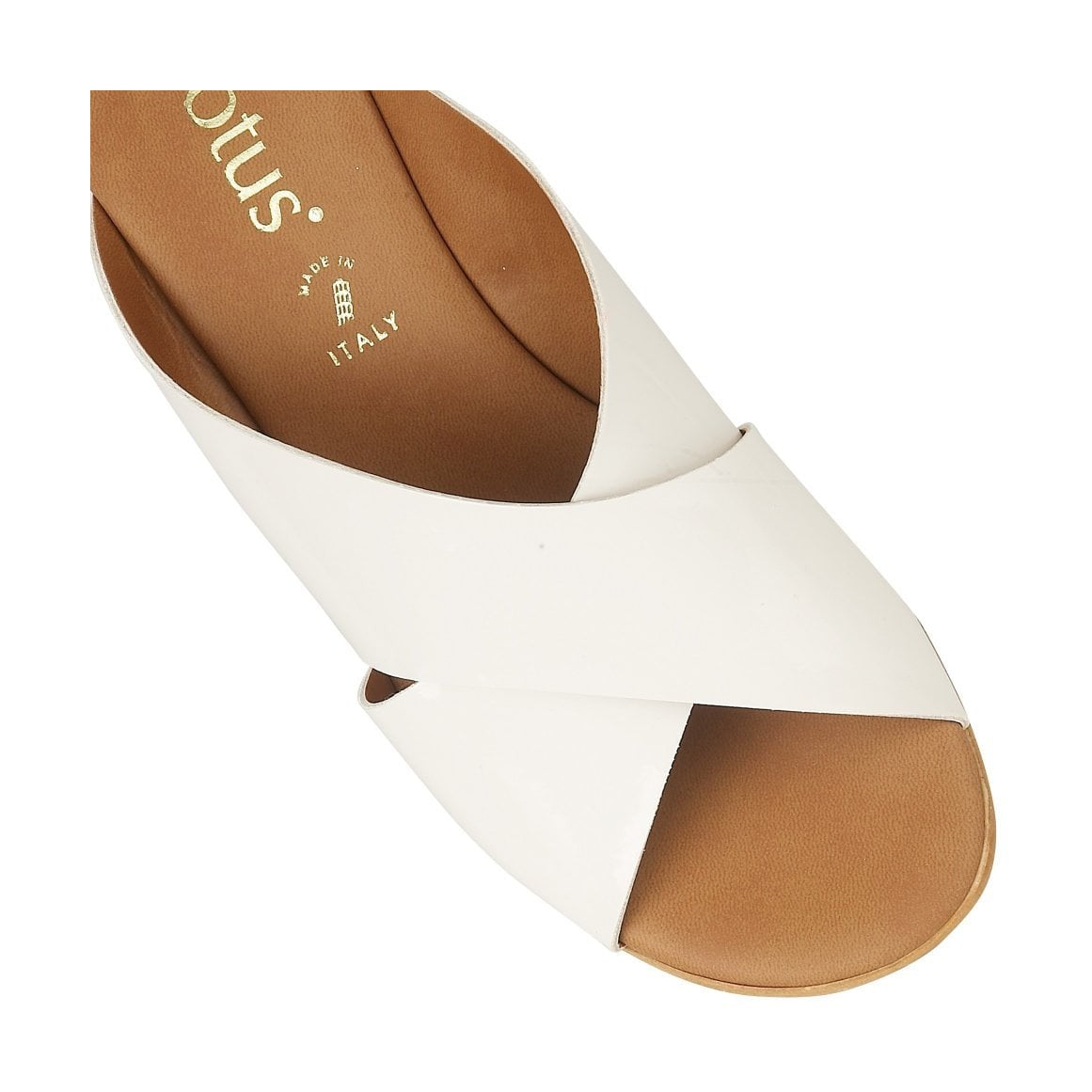Lotus MULE TONIA White Patent WITH Wedge HEEL