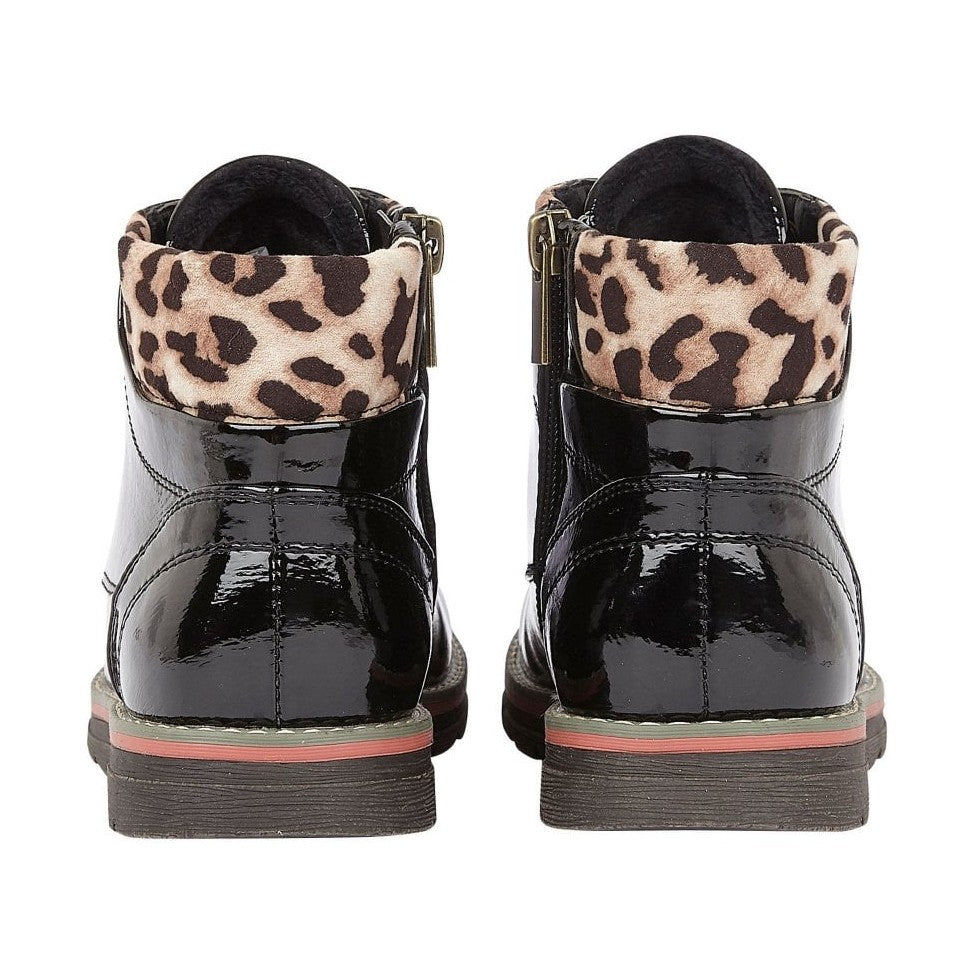 Lotus ankle boot Naomi Black Patent Lace-up with Zip