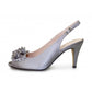 Lunar Sabrina Occasion Shoe Silver Grey Satin Slingback FLR081 MATCHING BAG AVAILABLE