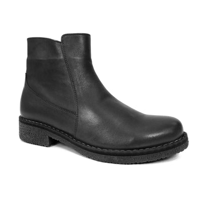 Lunar Ankle Boot in Leather with Zip Henni GLR001 BLACK