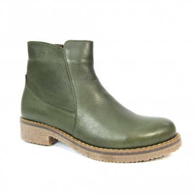 Lunar Ankle Boot in Leather with Zip Henni GLR001 GREEN