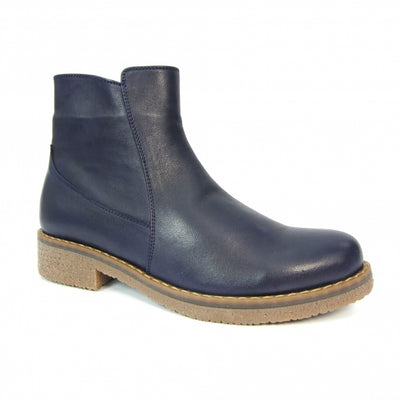 Lunar Ankle Boot in Leather with Zip Henni NAVY GLR001