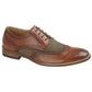 Mens M410B Tan leather lined heringbone tweed panel Lace up Brogue shoe
