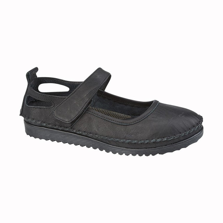 Mod Comfy Black soft leather touch fastening bar shoe L948A