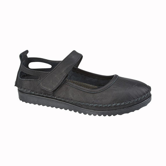 Mod Comfy Black soft leather touch fastening bar shoe L948A