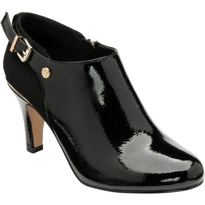 Lotus Ankle Boot/shoe with a Zip RAMONA BLACK  PAT