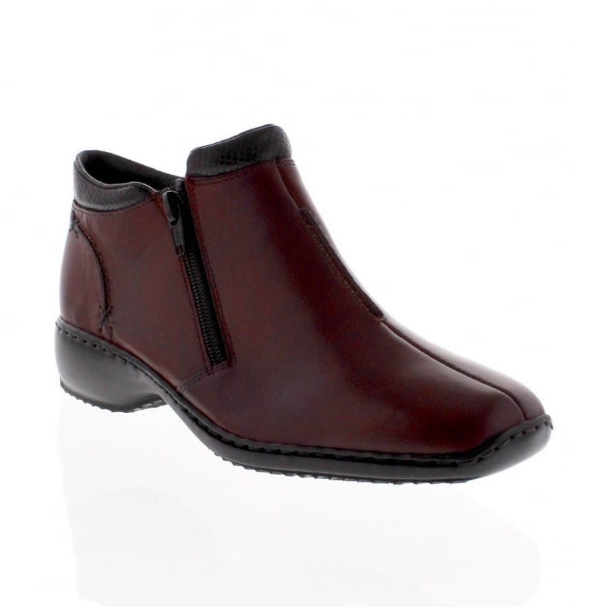 RIEKER LADIES RED COMBINATION ZIP ANKLE Leather BOOTS L3882-35