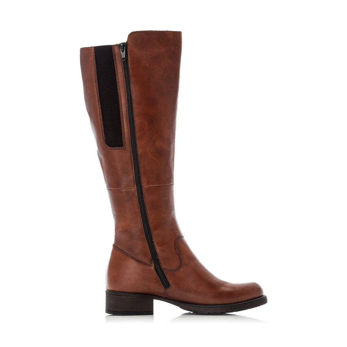 RIEKER LONG Zip up Leather BOOTS BROWN Z9590-25