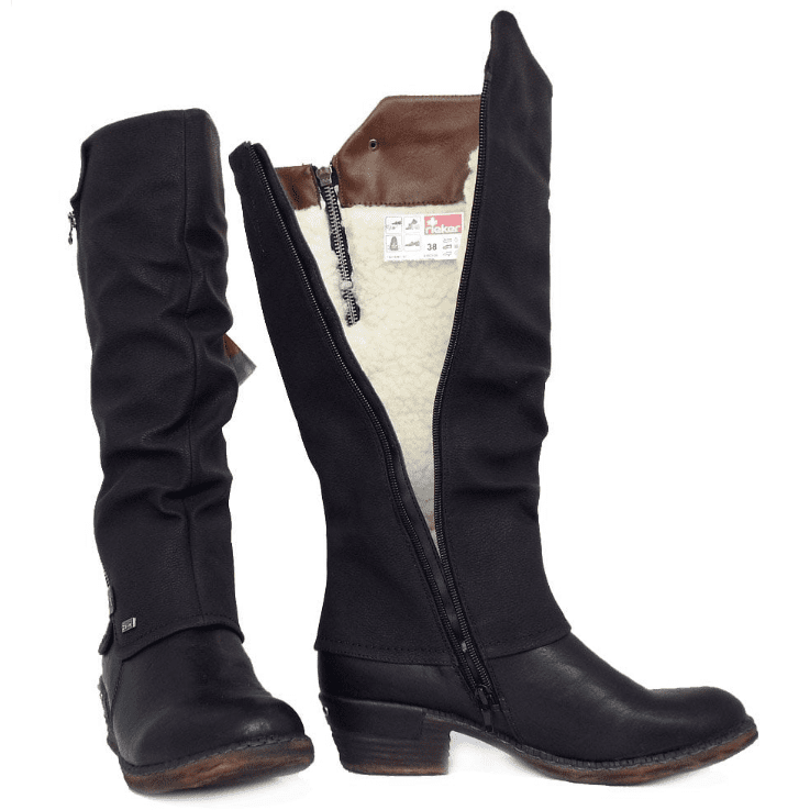 RIEKER Long Boot with Zip Black 93655-00