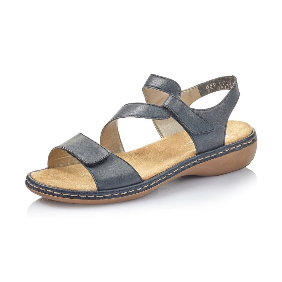 RIEKER Sandal with touch fastening 659C7-15 DARK BLUE