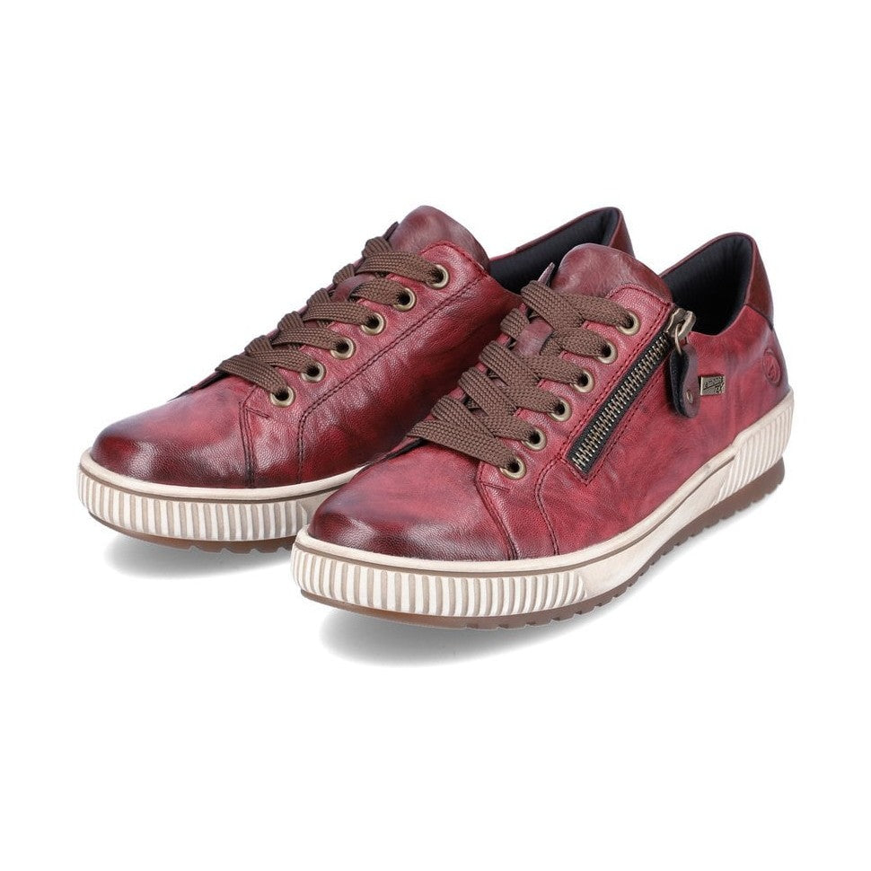 Remonte Shoe RED D0700-35 Red Leather Trainer with Zip