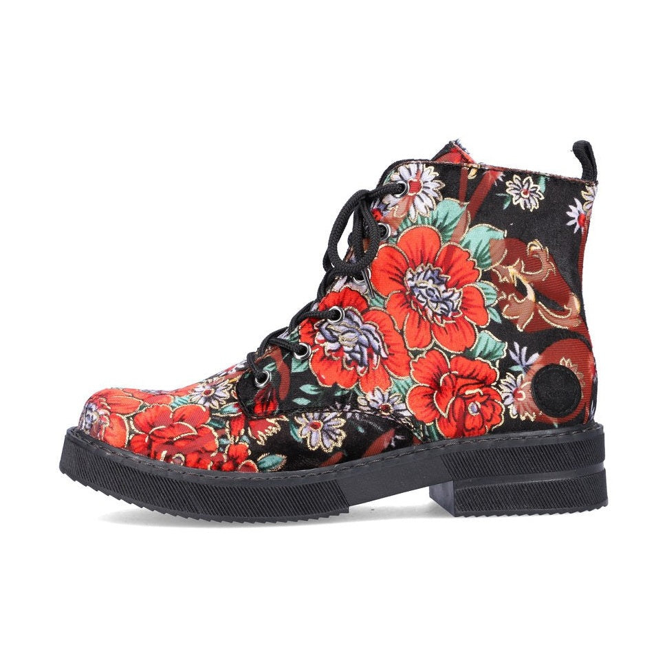 Rieker 72010 BLACK FLORAL Ankle Boot 72010-90