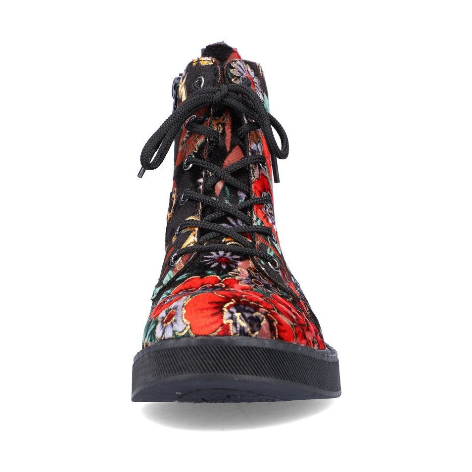 Rieker 72010 BLACK FLORAL Ankle Boot 72010-90