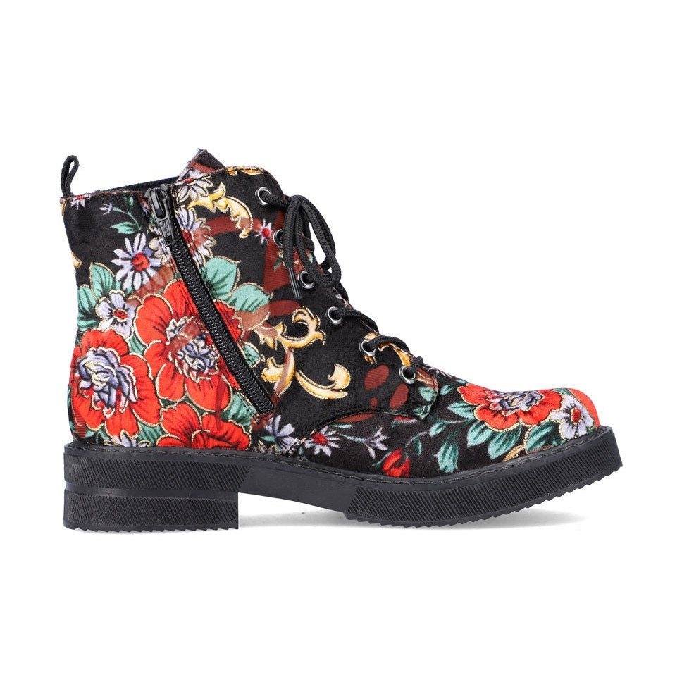 Rieker 72010 BLACK FLORAL Ankle Boot 72010-90