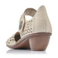 Rieker Bar Shoe OFF WHITE 43753-60 Smart Heeled Leather Bar Shoe With Touch Fastening