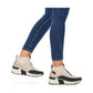 Rieker Ladies Boot N6352 Trainer style front zip Ankle Boot with wedge sole WHITE/BLACK N6352-60