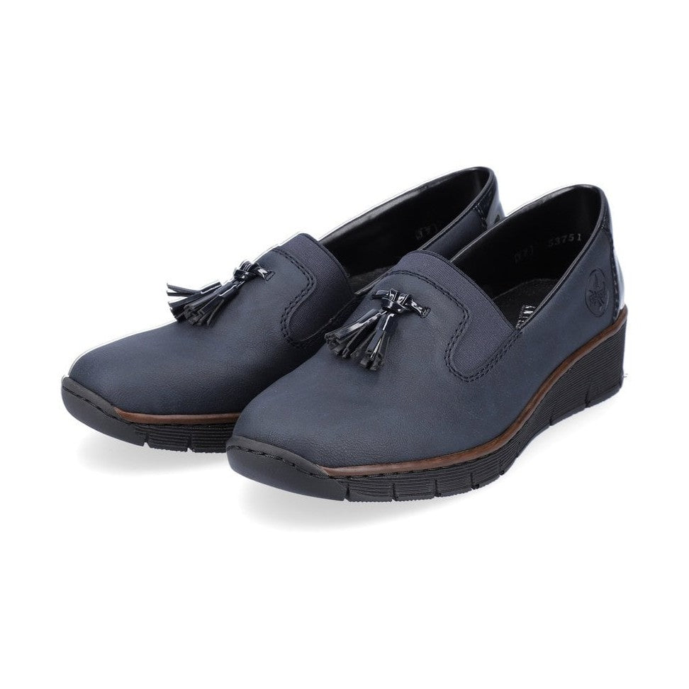 Rieker Ladies Classic Loafer Slip-on Shoe BLUE 53751-14