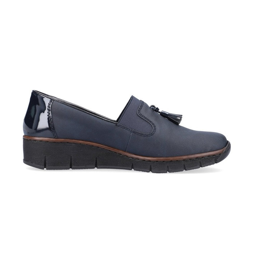 Rieker Ladies Classic Loafer Slip-on Shoe BLUE 53751-14
