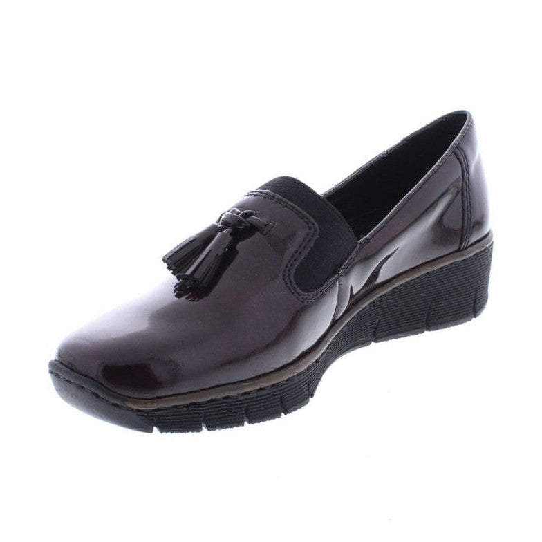 Rieker Ladies Classic Loafer Slip-on Shoe BURGUNDY 53751-35