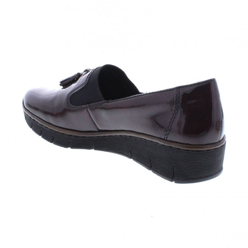 Rieker Ladies Classic Loafer Slip-on Shoe BURGUNDY 53751-35