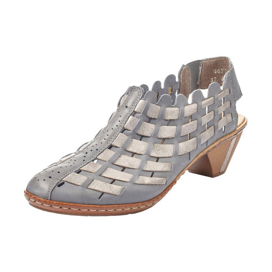 Rieker Ladies shoe with sling back 46778-13 Blue/ Grey